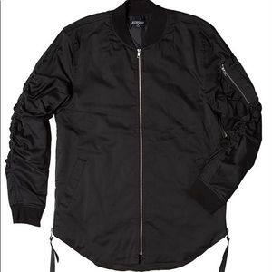 Elwood curved hem longline bomber jacket